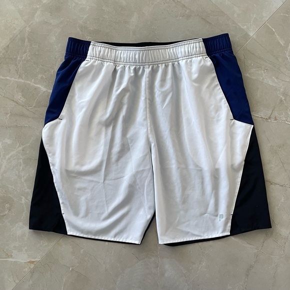 PRINCE Men’s Shorts Size XL Black Blue White Prince Men Tennis Color Block Short - Picture 1 of 6